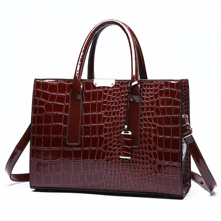 Bolsa feminina de Couro Legítimo Dyllo® - Couro liso estilo Crocodilo - Material mais firme e grosso - Loja Bombei