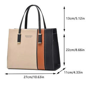 Bolsa feminina de Couro Legítimo Dinna® - Três cores elegantes combinadas - Loja Bombei